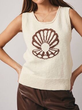 Sunday Edition Seashell Knit Sweater Tank Vest NWT Size M